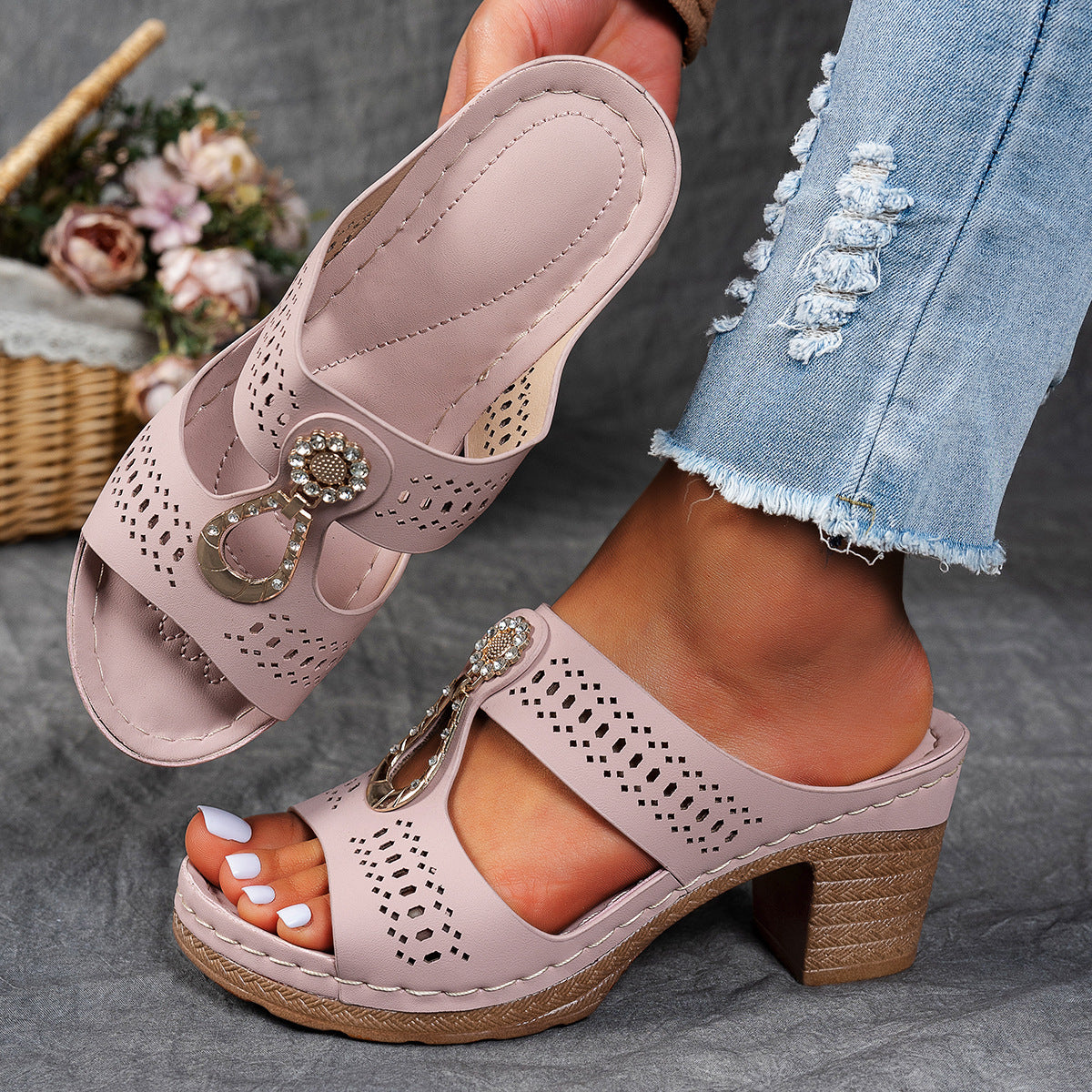 GlamStöd - Ortopediska sandaler med strassklack