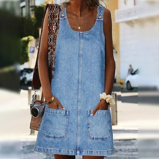 Lisa | Praktisk och Lätt Denim Sommarklänning